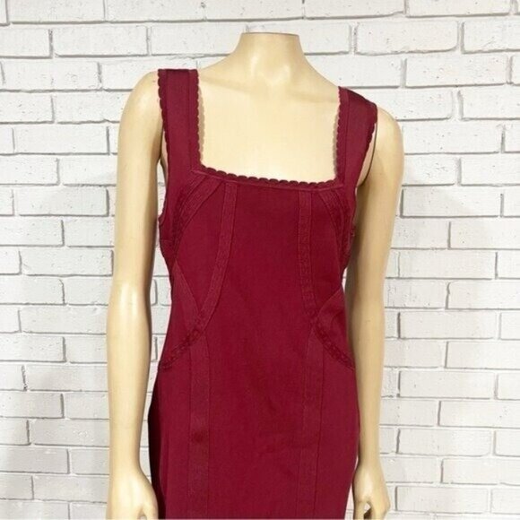 Anthropologie Slim Square‑Neck Ribbed Midi Sweater Dress NWT Size Large - Picture 4 of 11